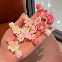 2pcs Pink Flower Hair Clip Acrylic Barrette Hair Accessories Women