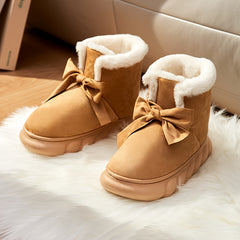 Women's Faux Fur Winter Snow Boots With Bow Decor
