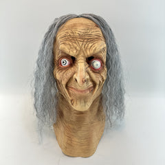 Spooky Witch & Zombie Latex Mask Long Hair for Halloween