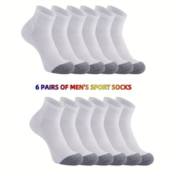 6 Pairs Men's 100 Cotton Thick Sports Socks