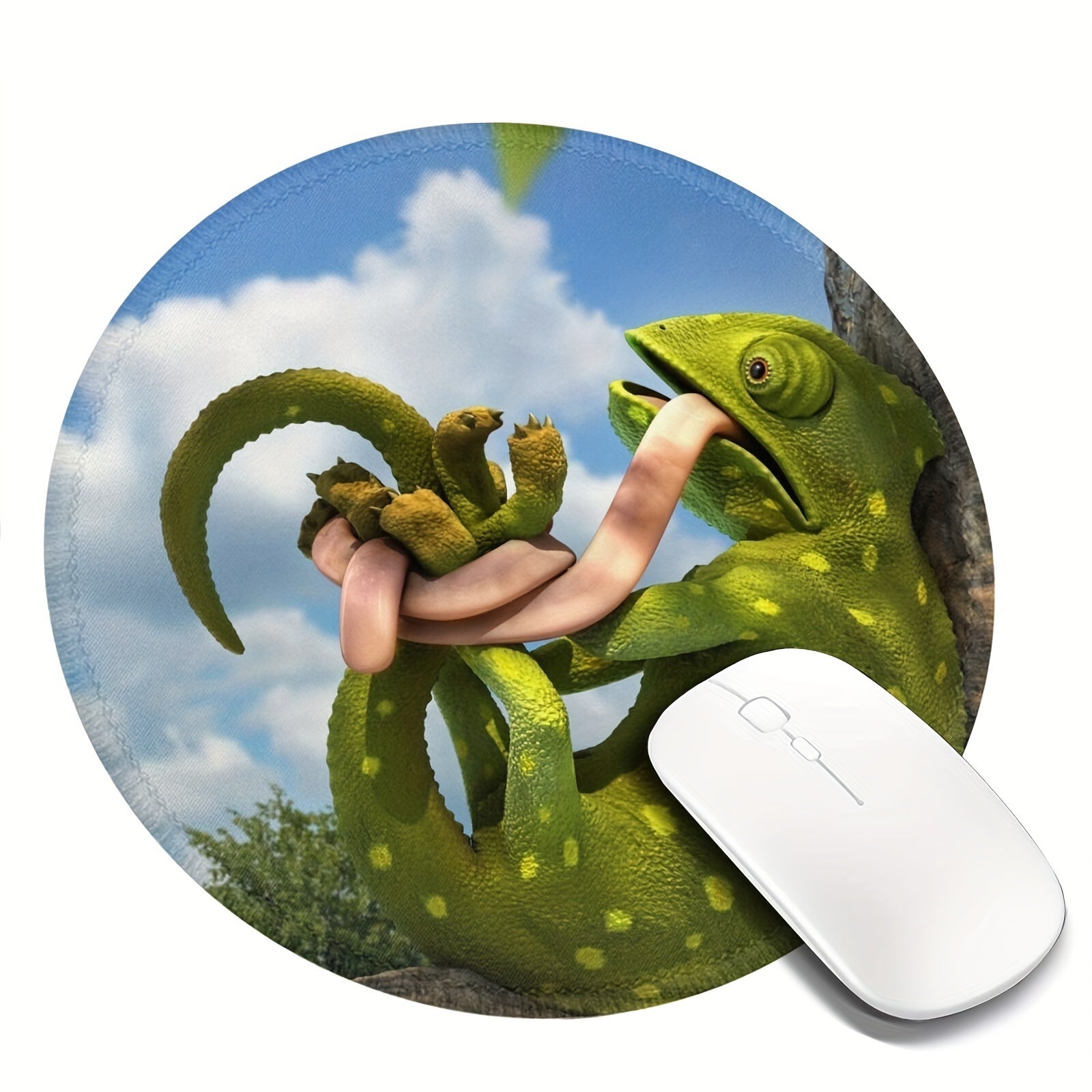 Chameleon Patterned Circular Stitched Edge Mouse Pad - Office Home
