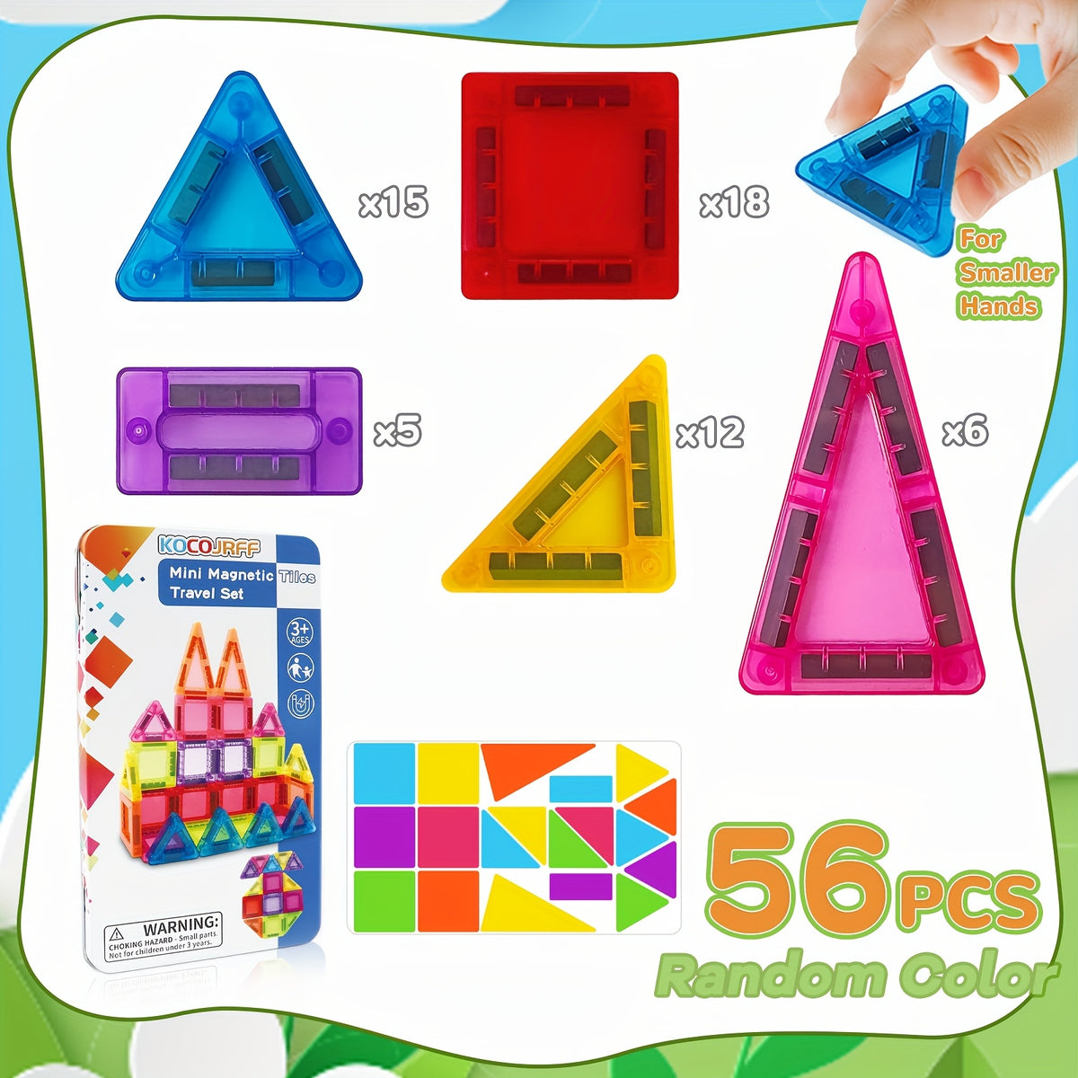 42pcs Magnetic Building Tiles Set Colorful ABS Blocks with Iron Box