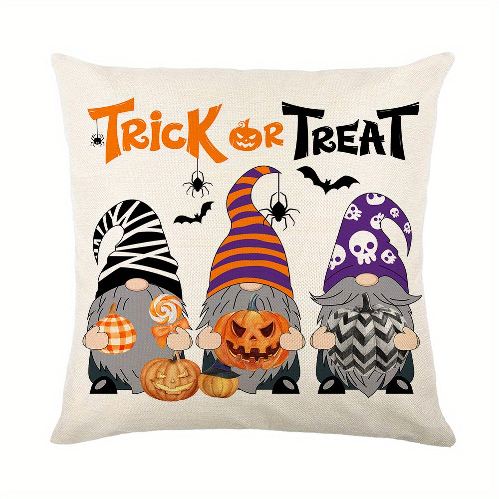 Halloween Pumpkin and Faceless Man Throw Pillow Cover 17.7x17.7in