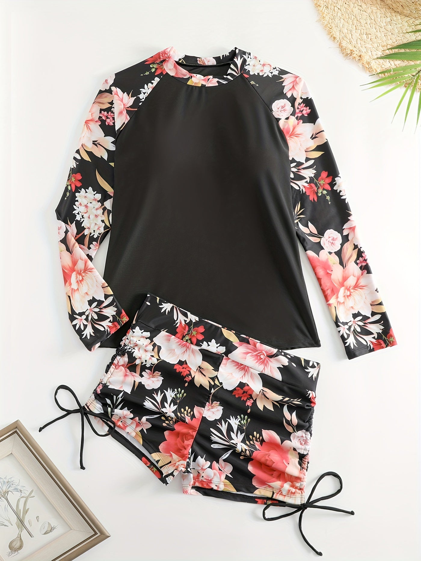  Floral Print Tankini & Shorts Set