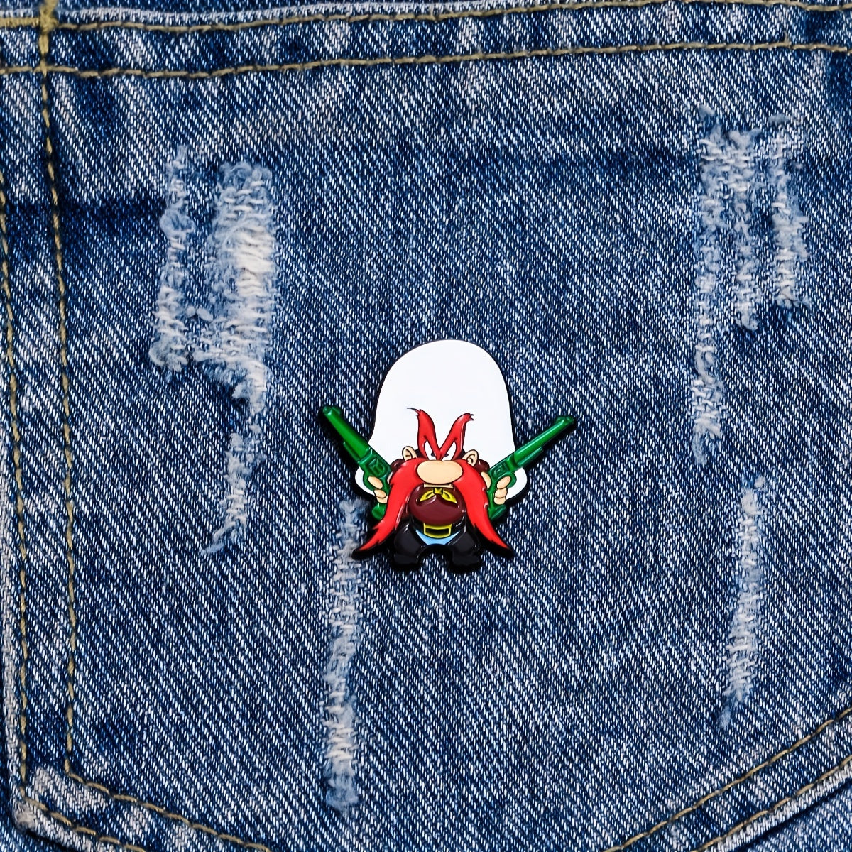 Red Long Beard Hunter Brooch Punk Lapel Pin Accessories