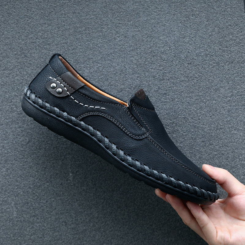 Men's Stitch Detail Loafer Shoes Comfy Moc Toe Slip On Shoes