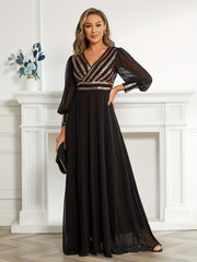 Sequined Surplice Neck Dress Sleeveless Ankle Dress for Party