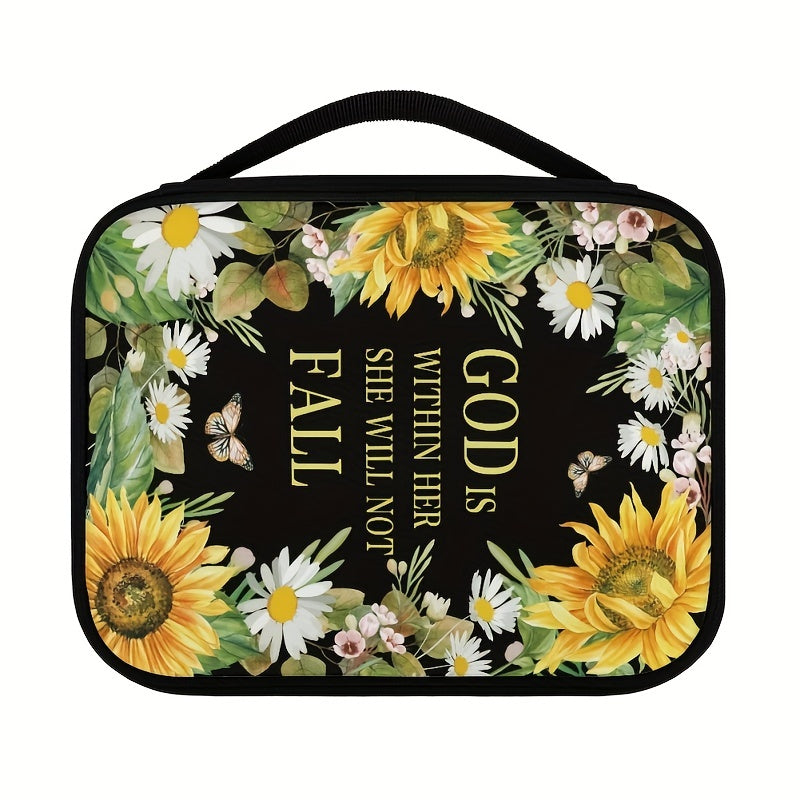 Sunflower Floral Bible Cover Case For Women Girls With Handle
