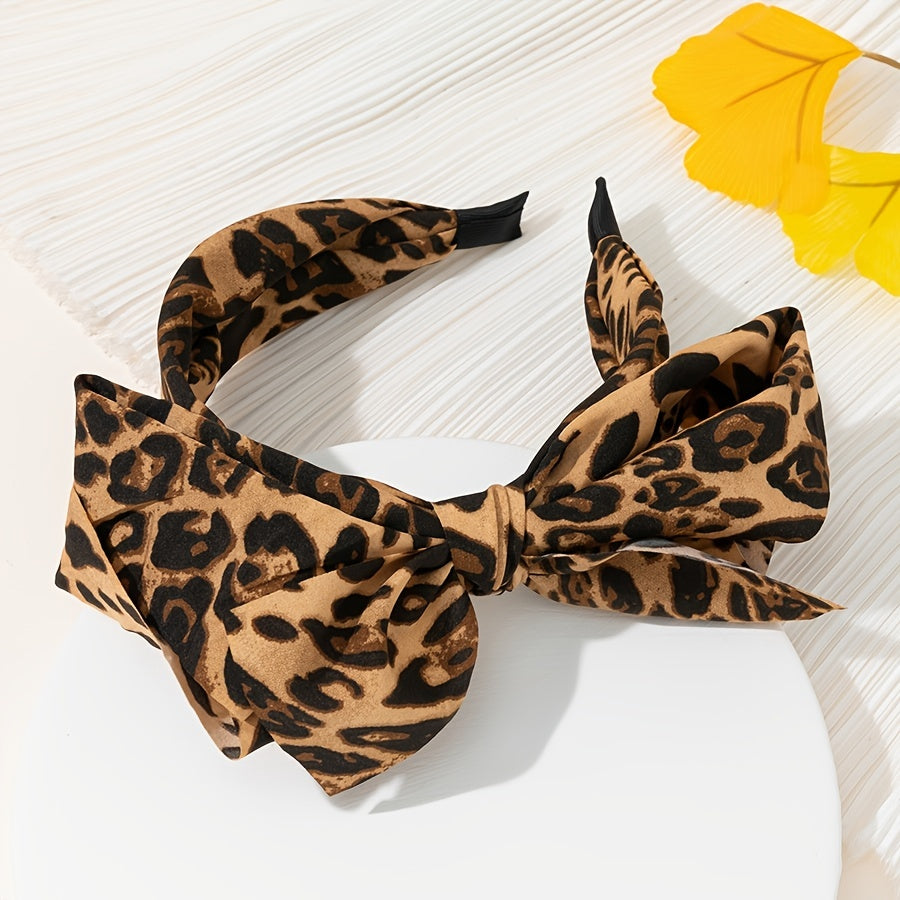 Leopard Wide Bow Knotted Headband for Women