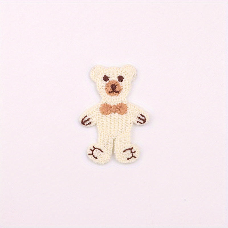 10pcs Colorful Bear Head Embroidery Patch DIY Clothing Accessories