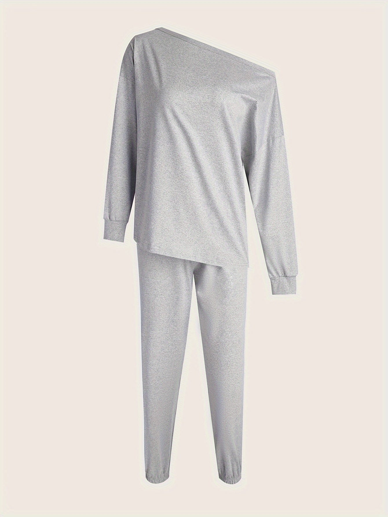  Solid Drop Shoulder Long Sleeve Top & Jogger Pants Outfits