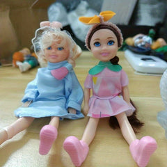2pcs Mini Dolls with Matching Clothes Ideal for Dollhouse Perfect Birthday Gift