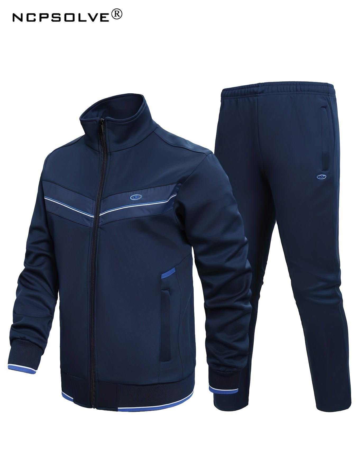 Men's Striped Sports Suit with Jacket & Stretch Pants