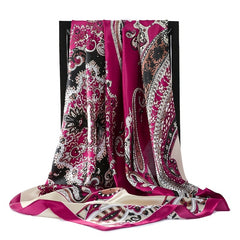 Satin Large Square Head Scarves Silk Ne...