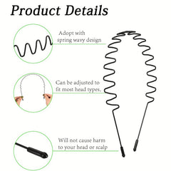 5pcs Elastic Wavy Spring Wave Hair Band Metal Hair Hoop Sport Hair Band