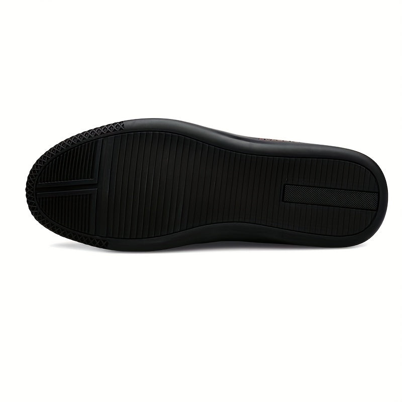 Men's Breathable No Tie Lace Cut Out Leather Shoes