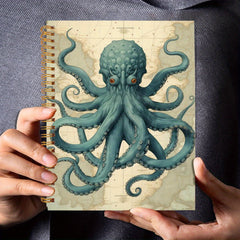 Octopus Painting Notebook 13x21cm Spiral Bound Diary with 50 Pages