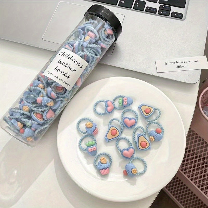 20pcs Cartoon Fruits Hair Tie for Girls Women