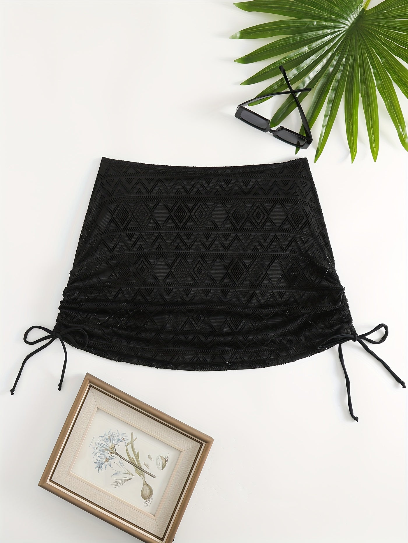  Geometric Pattern Lace Up Bikini Skirt