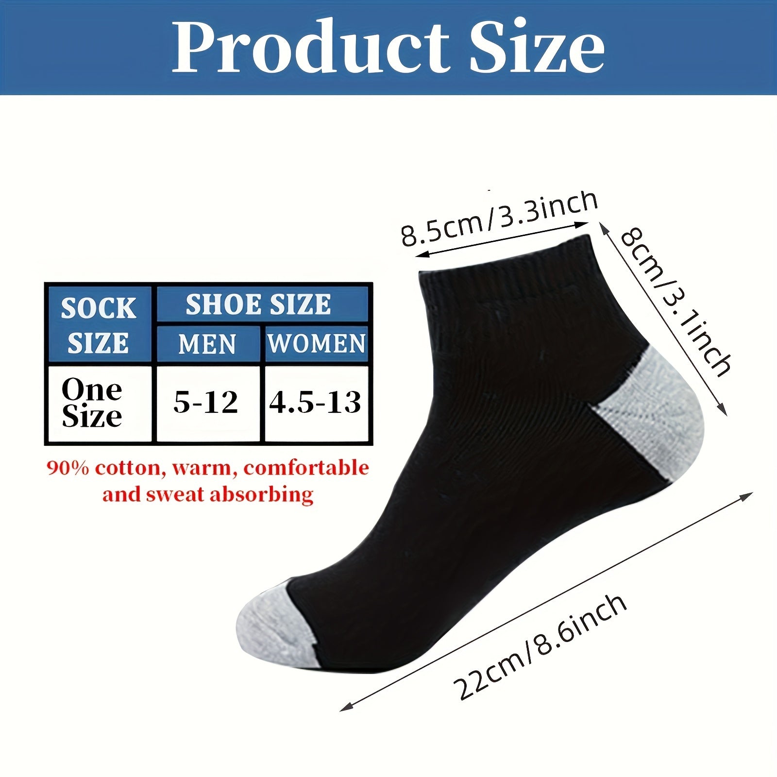 6 Pairs Men's 100 Cotton Thick Sports Socks