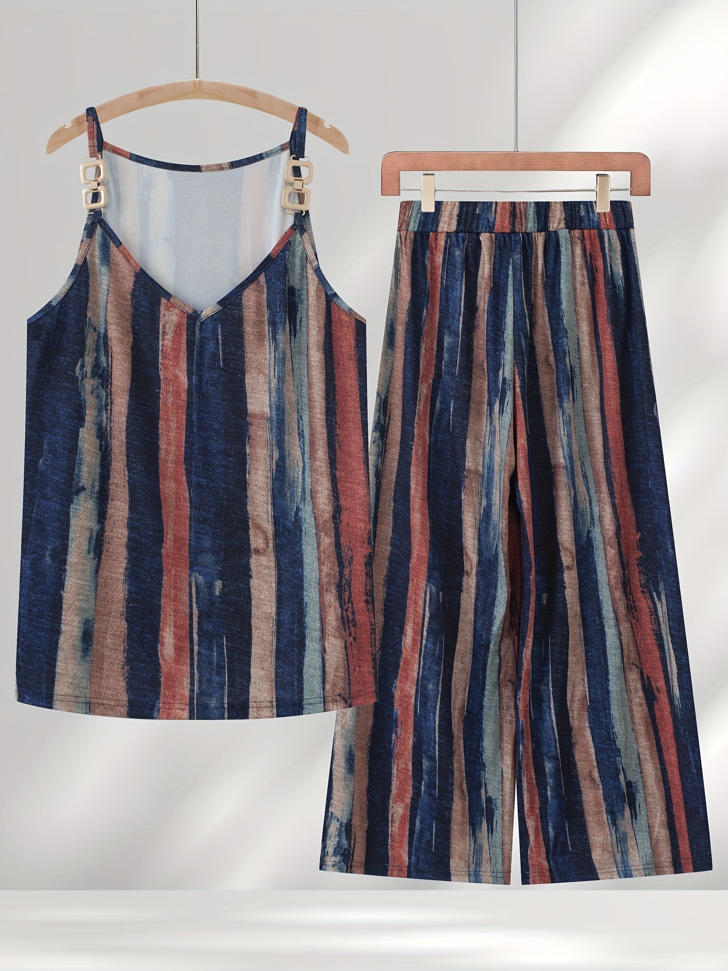  Tie Dye Stripe Print Cami Top & Pants Set