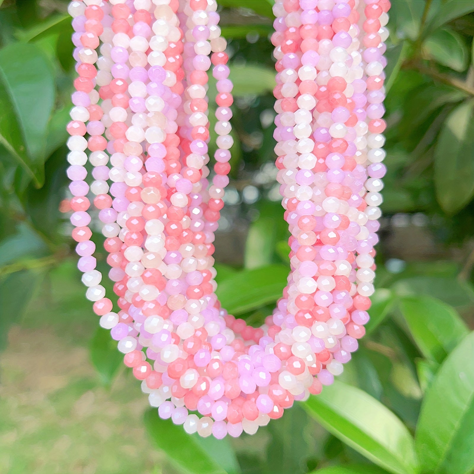 100pcs 4mm Pink & Mixed Faceted Glass Beads - DIY Jewelry Spacer Beads