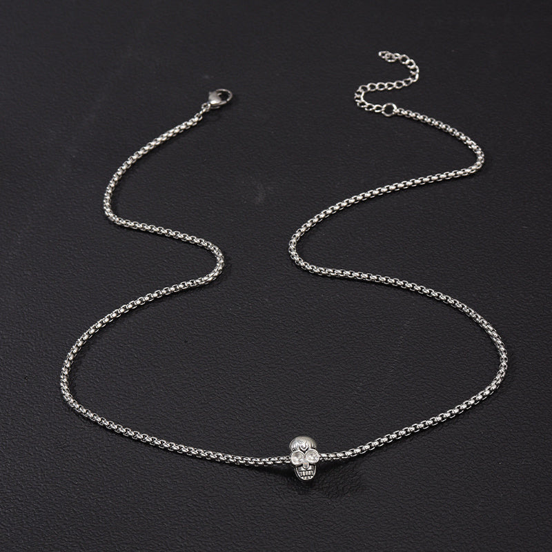 Skull Pendant Punk Style Stainless Steel Necklace