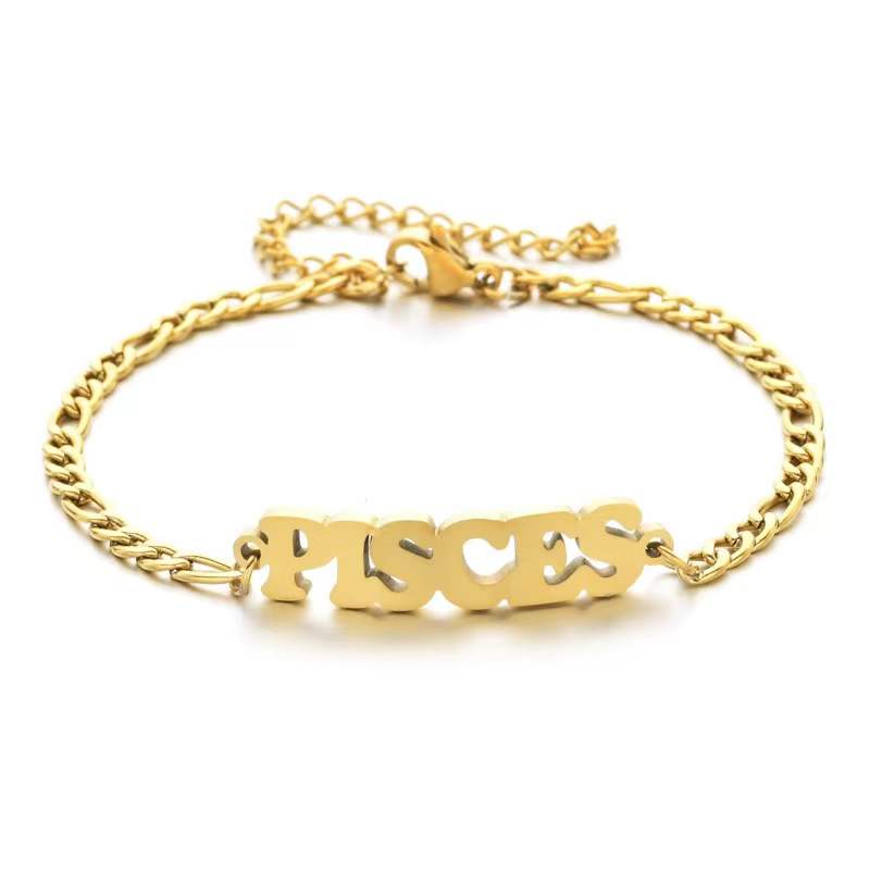 Stainless Steel Zodiac Letter Bracelet Gift