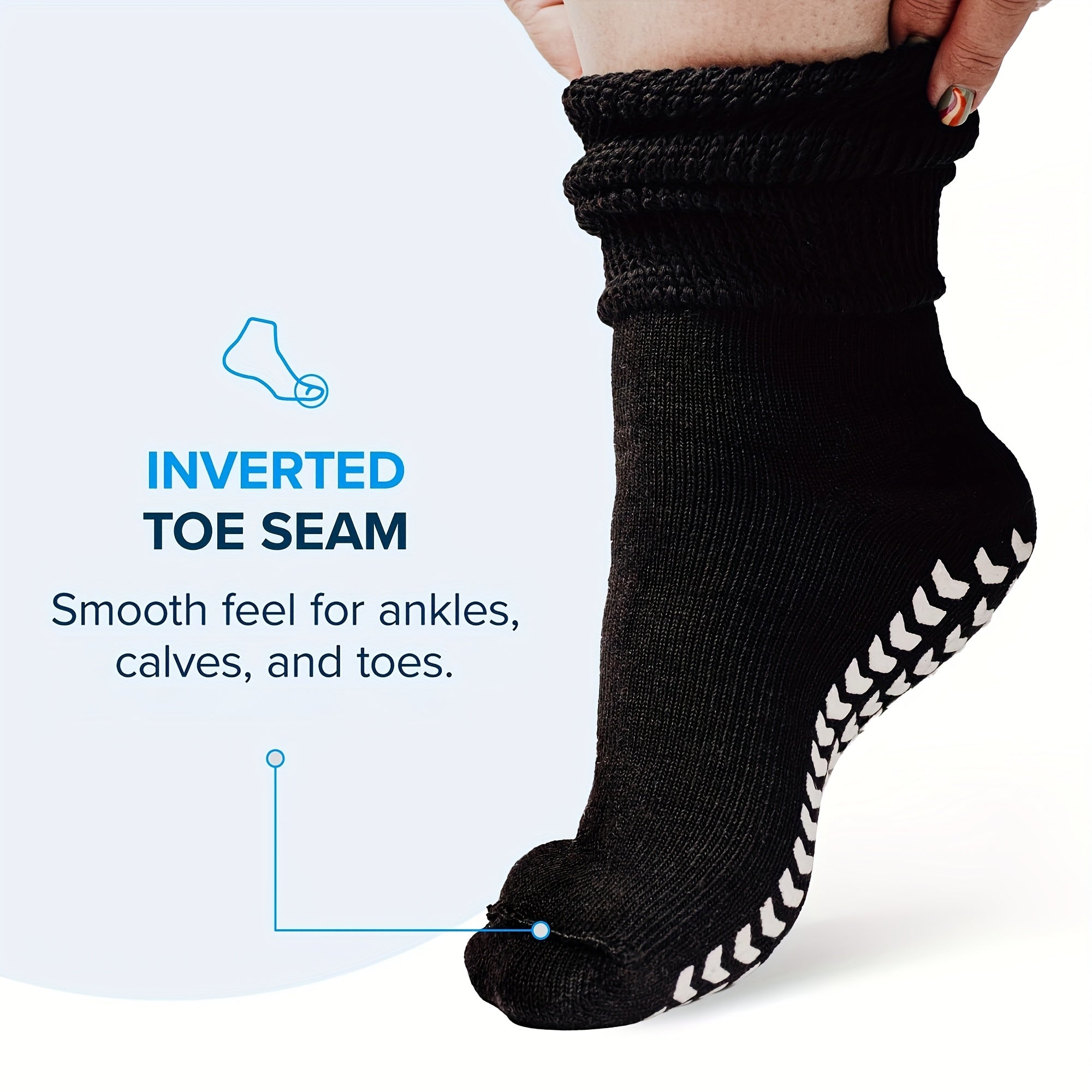 2 Pairs Wide Calf Diabetic Socks Non Slip Hospital Cover Cast Plus Size