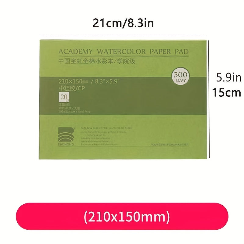 Premium 100% Cotton Watercolor Paper 20 Sheets 300gsm Book