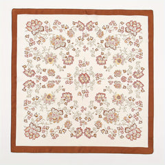 Brown Flower Print Bandana Satin Square Scarf Boho Necke...