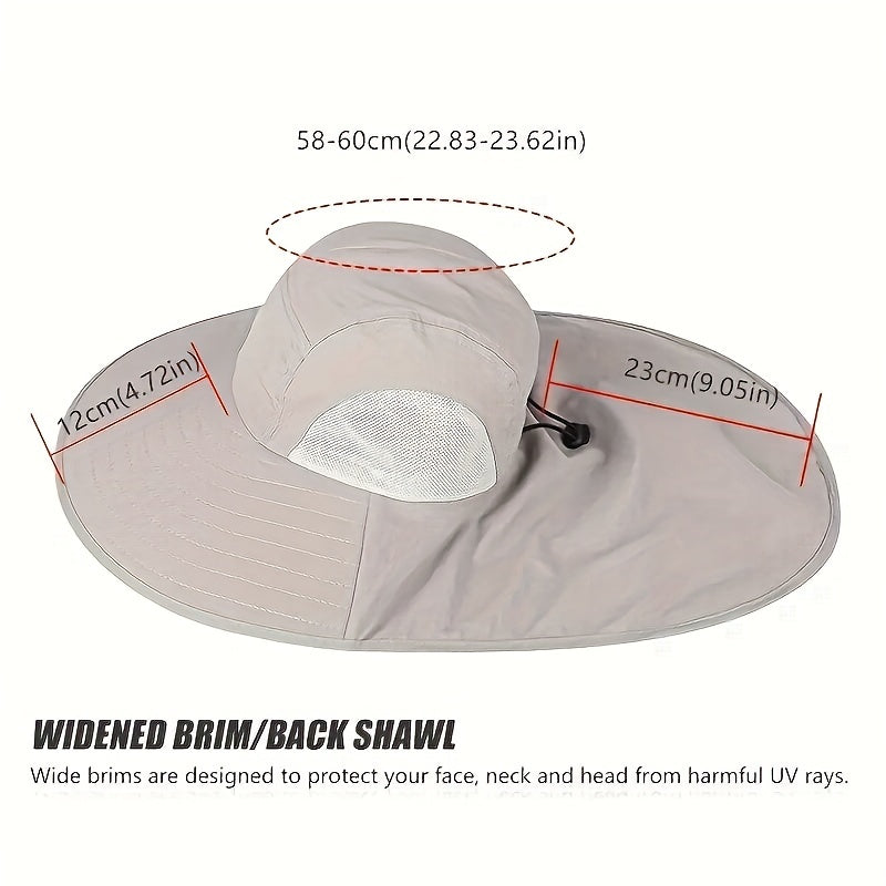 Unisex Mesh Sun Hat With Neck Flap Wide Brim Boonie Hat For Hiking Fishing