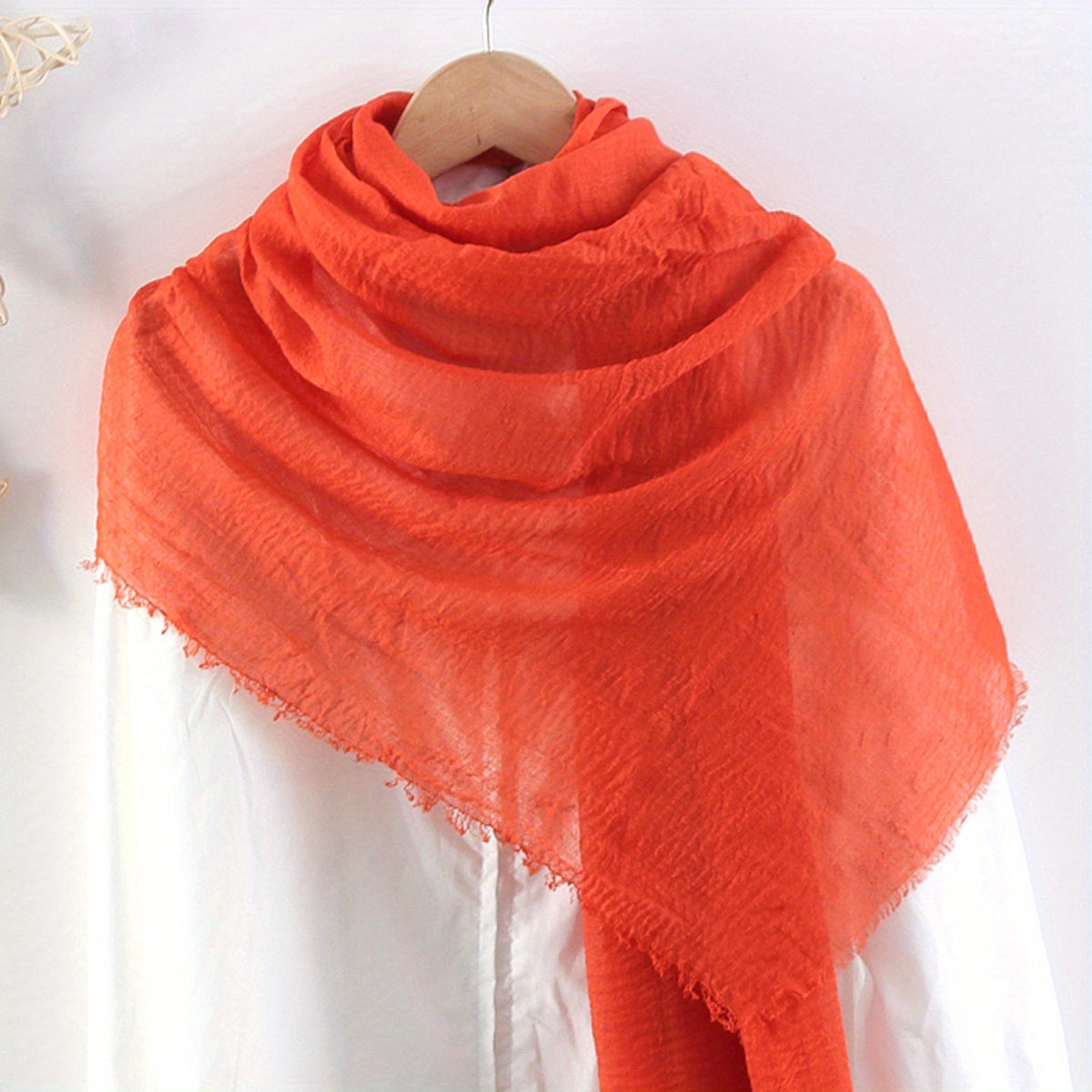 Thin Breathable Bandana Wrinkle Raw Edge Shawl Casual Outdoor