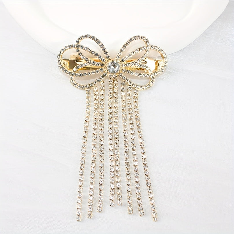 Rhinestone Barrette Glitter Tassel Hair Clip