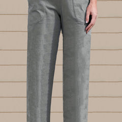  Solid Straight Leg Trousers With Pockets