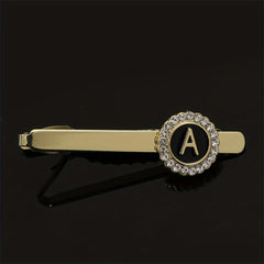 Men's Rhinestone Initial Letter Tie Clip Wedding Business Necktie Accessory