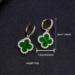 Men's Diamond Studded Earrings Clover Zircon