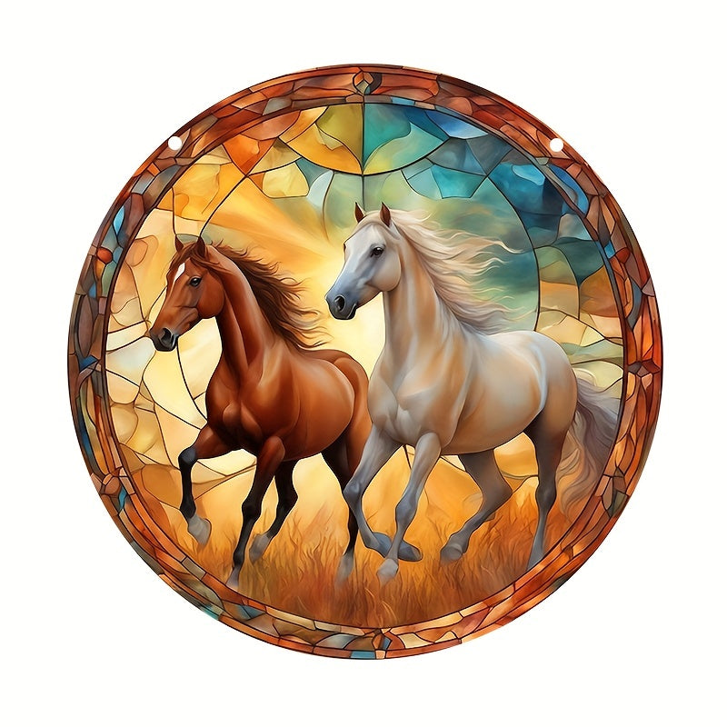 Funny Horse Suncatcher Stained Window Hanging Outdoor Housewarming Decor