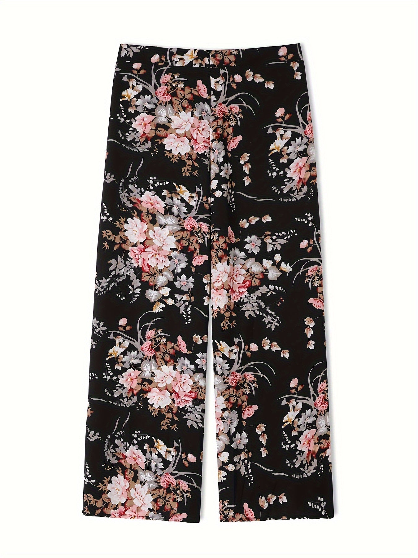Women's Plus Floral Print Wide Leg Trousers