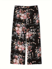 Women's Plus Floral Print Wide Leg Trousers