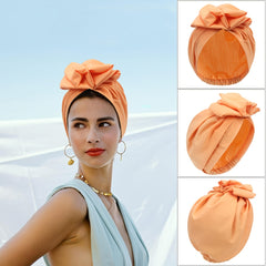 Pleated Bow Decor Turban Cap for Women