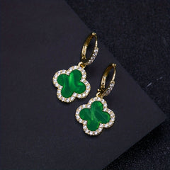 Men's Diamond Studded Earrings Clover Zircon