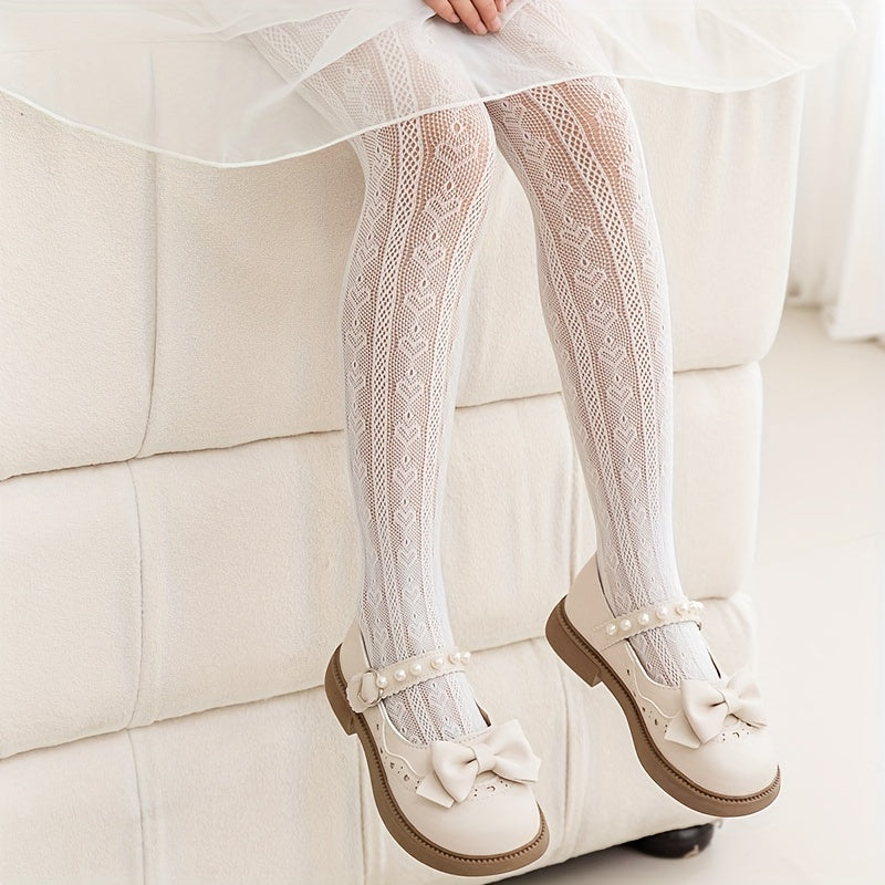 Girls Heart Lace Pantyhose Stocking Socks For Kids