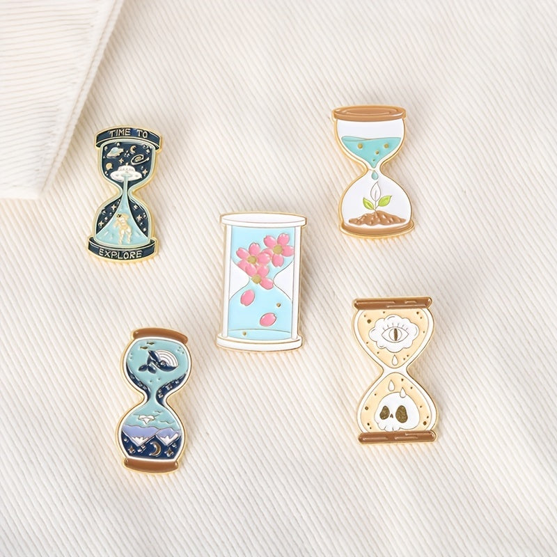 Hourglass Shape Paint Metal Badge Lapel Pin