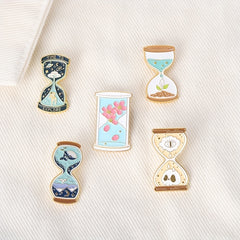 Hourglass Shape Paint Metal Badge Lapel Pin