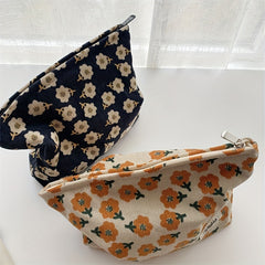 Flower Pattern Carry On Bag Zipper Portable Cosmetic Bag