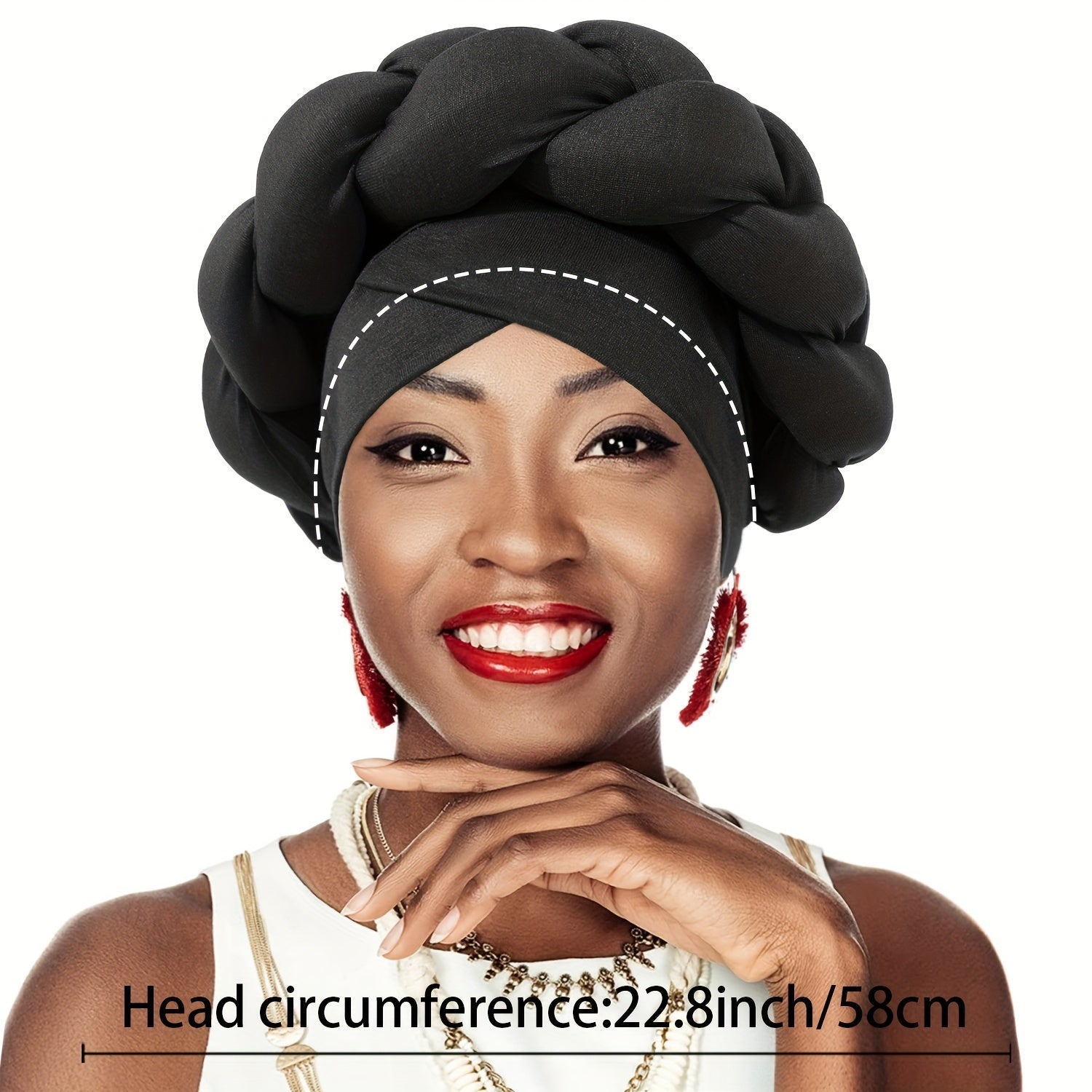Braid Twist Big Turban Cap Solid Head Wrap Stylish Hijab Head Scarf Women