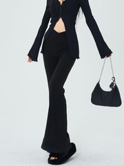 Solid Cross Long Flare Leggings High Waist Pants