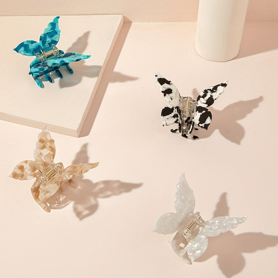 Y2K Acetate Butterfly Hair Claw Clip Gradient Shark Claws Ponytail Holder