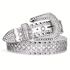 Vintage Wide Waist Belts Rhinestone Rock Strap Belt Y2K Women Belts